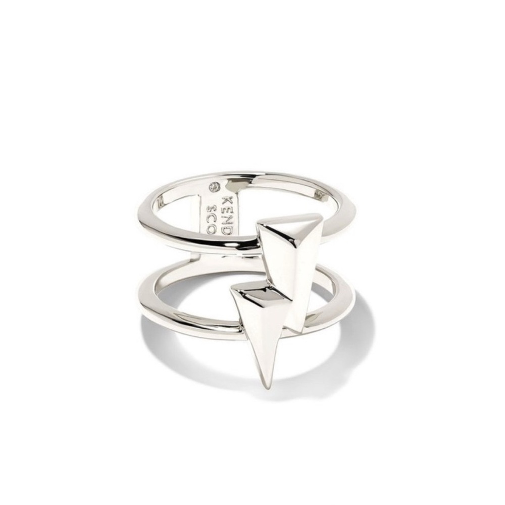 KENDRA SCOTT BOLT DOUBLE BAND RING - SILVER Sz: 7 - Picture 2 of 6